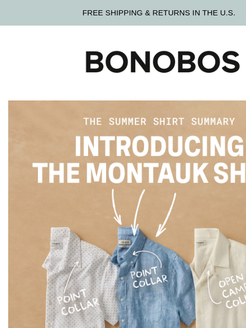 bonobos newsletter: New Summer Shirts: Choose Your Adventure