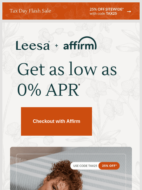 leesasleep newsletter: Save 25% today and pay over time