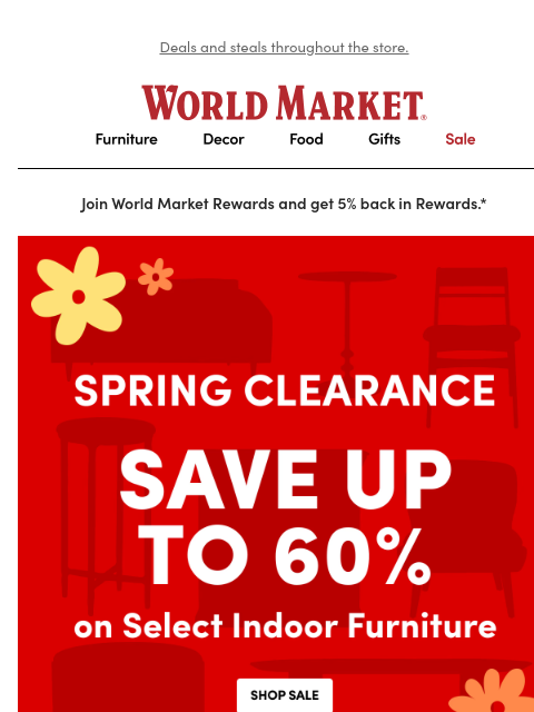 emailworldmarket newsletter: Up to 60% off. NEW MARKDOWNS!