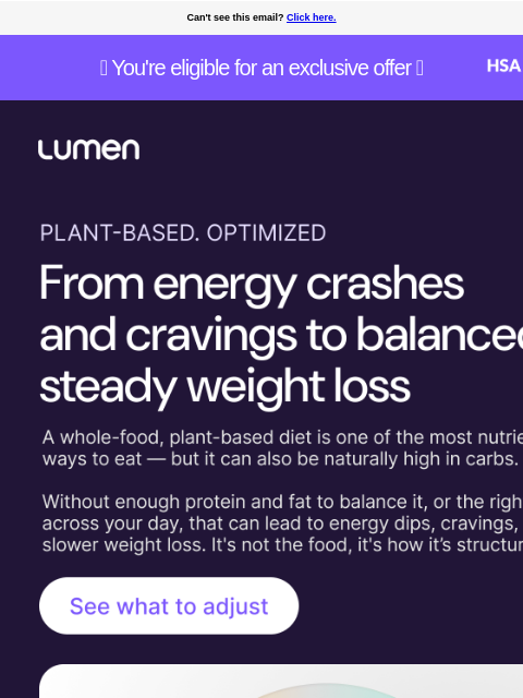 lumen newsletter: Optimize your plant-based diet for weight loss.