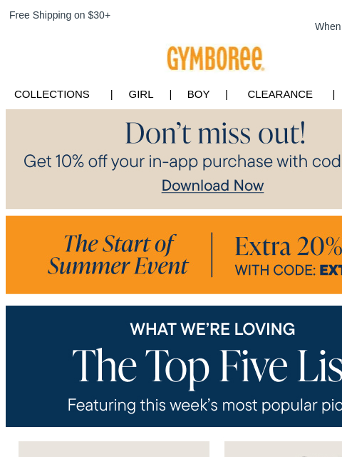 gymboree newsletter: Extra 20% Off our Best-Selling Styles w/ code EXTR...