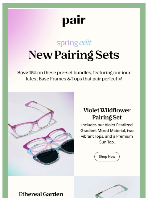 paireyewear newsletter: 💜The Spring Edit Pairing Sets🩵