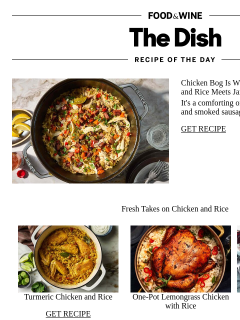 foodandwine newsletter: Chicken Bog