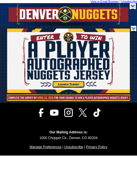 thedenvernuggets newsletter: Enter for Your Chance to Win an Autographed Nugget...