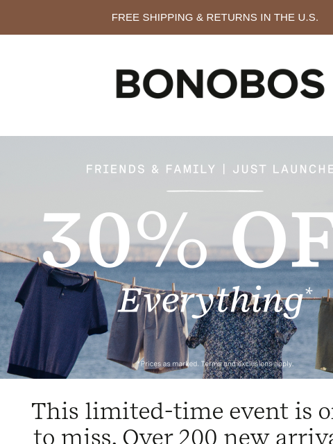 bonobos newsletter: The Sale’s Live | Enjoy 30% Off Everything