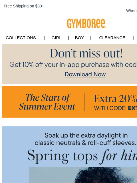 gymboree newsletter: Start of Summer Event: Get Extra 20% Off Your Orde...