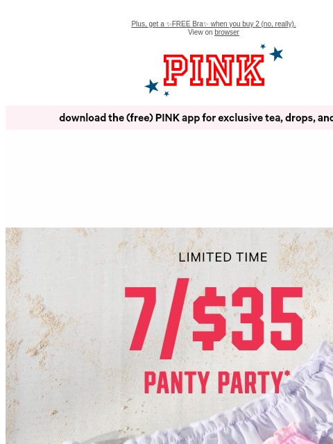 vspink newsletter: 7/$35 Panties—New PINK Wink™ Pairs