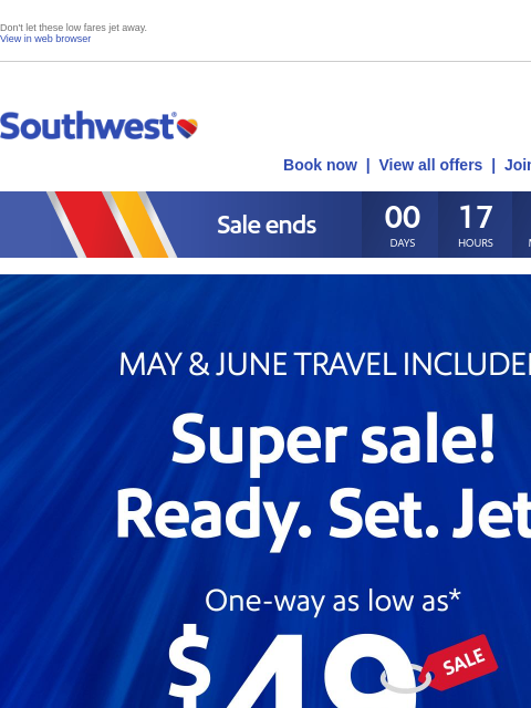 southwest newsletter: $49 sale! FINAL DAY!