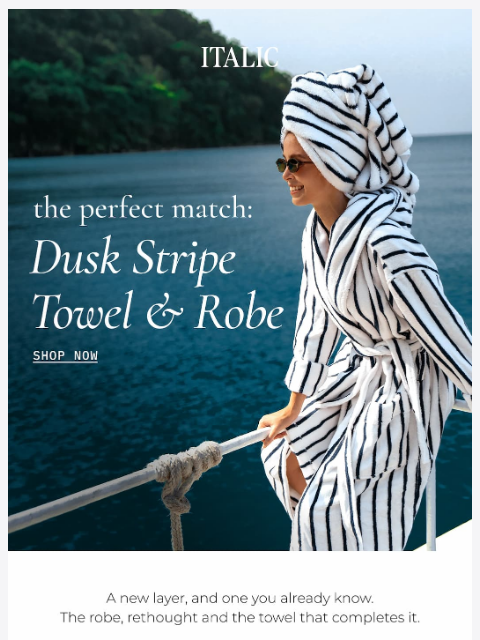 italic newsletter: Found: Your New Favorite Bath Robe