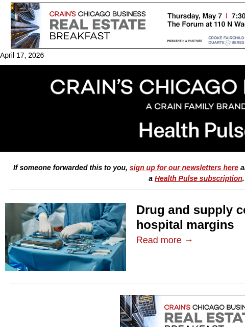crainalerts newsletter: Hospitals' rough start to 2026