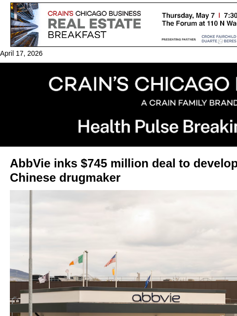 crainalerts newsletter: AbbVie's first foray into pain meds