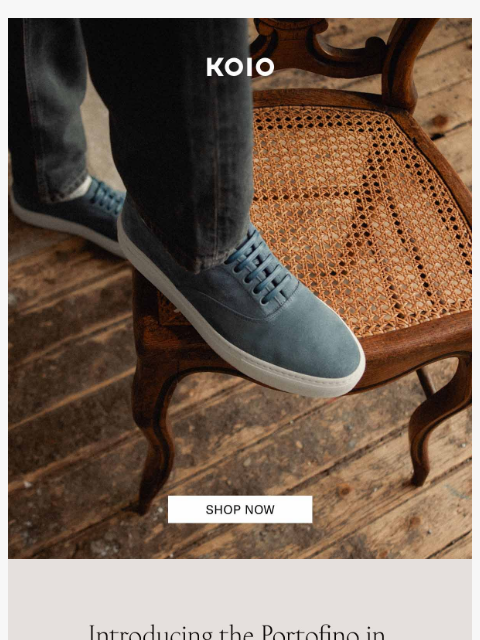 koio newsletter: New Colors: The Portofino in Sky & Cirrus.
