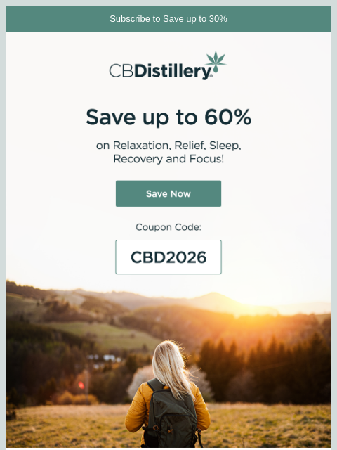 thecbdistillery newsletter: Save up to 60% on Relaxation, Relief, Sleep, Recov...