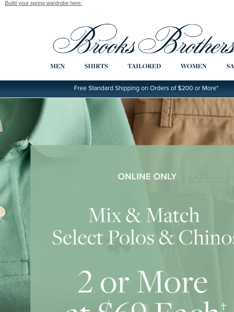 brooksbrothers newsletter: Right now: Polos & chinos for $69 each