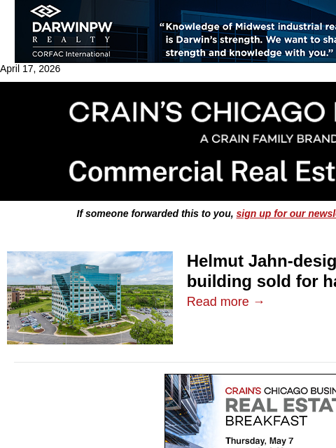 crainalerts newsletter: Naperville office building sold for half of 2015 p...
