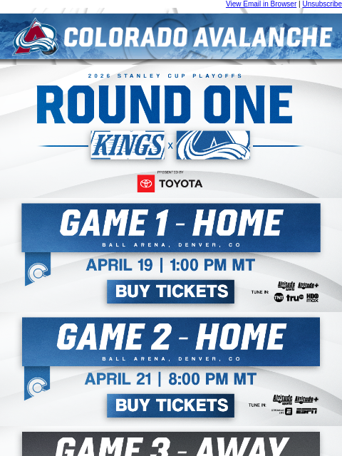 thecoloradoavalanche newsletter: Avs vs Kings Round 1