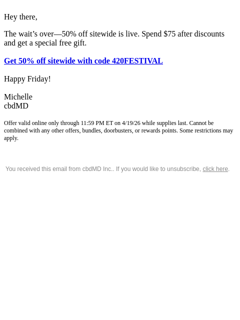 cbdmd newsletter: Guys, Our 420 Sale Starts Today!