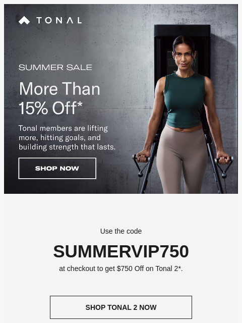 tonal newsletter: More than 15% off Tonal 2.