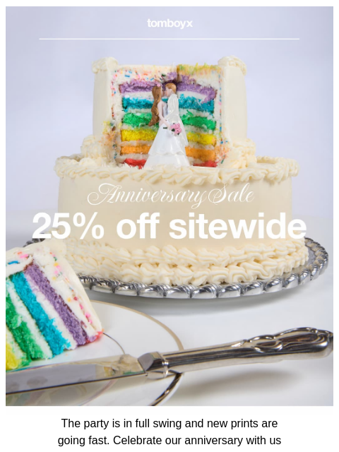 tomboyx newsletter: Party with us for 25% off sitewide 🎂