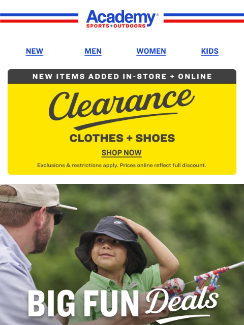 academy newsletter: BOGO 50% off Magellan Outdoors for the Family