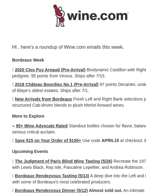 wine newsletter: ICYMI: A big week for Bordeaux fans