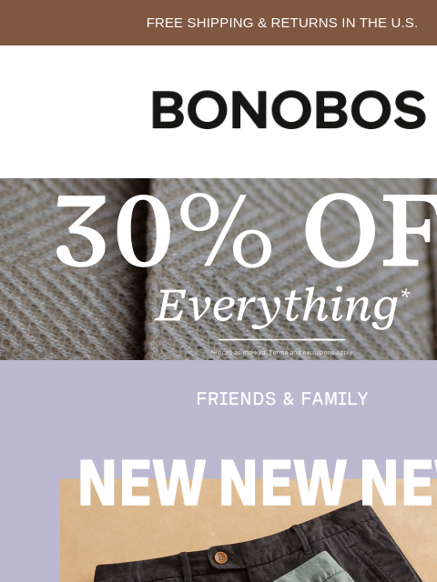 bonobos newsletter: Need New Pants? Take 30% Off Our Best