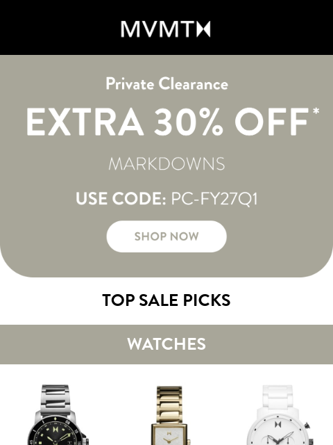 mvmt newsletter: Your Extra 30% Off Is Waiting: Shop Now
