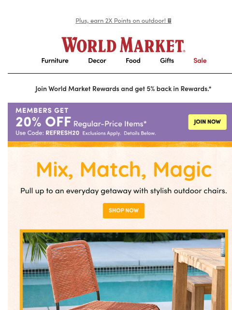 emailworldmarket newsletter: ☀️ 💝 Customizable outdoor dining + FREE GIFT in s...