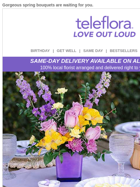 teleflora newsletter: 20% Off 🌼 Delight with Spring Bestsellers