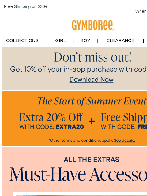 gymboree newsletter: Want an Extra 20% Off? Just use code EXTRA20 at Ch...