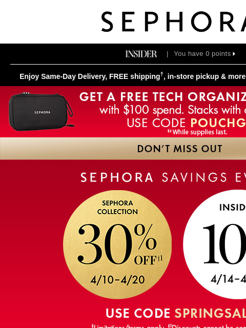 sephora newsletter: 💎 10% OFF LUXE BRANDS 💎