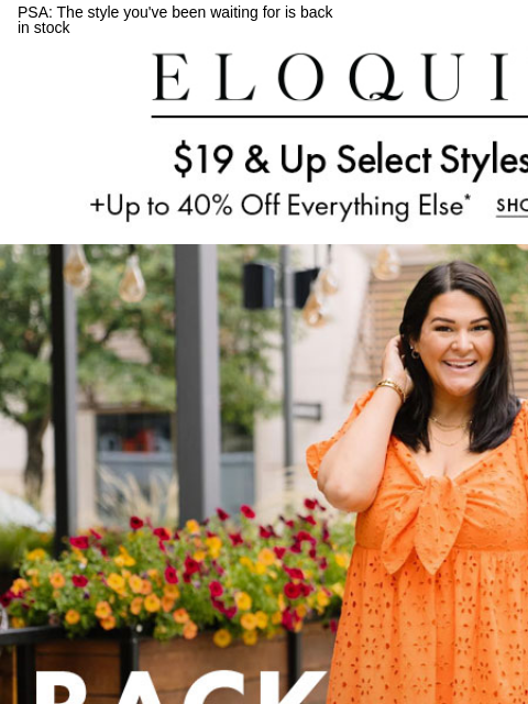 PSA: The style you've been waiting for is back in stock Logo Promo Hero Best sellers Daily Deal BB NEW ARRIVALS BEST SELLERS DRESSES WORKWEAR DAILY DEAL SALE You are receiving this email because