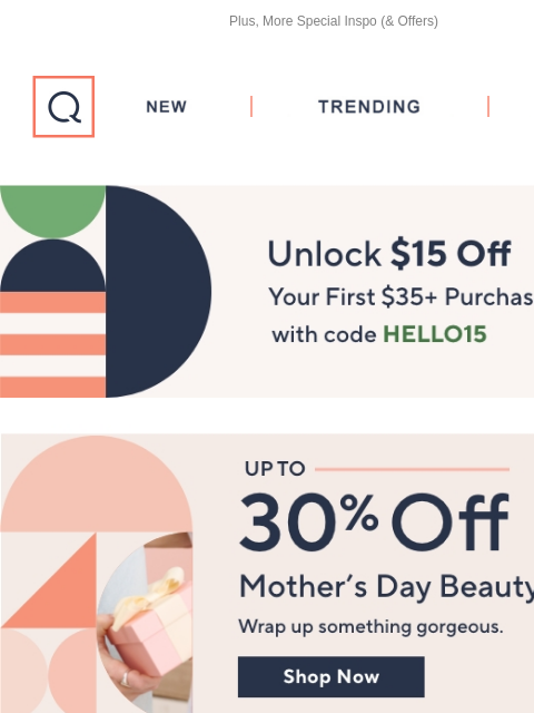 Plus, More Special Inspo (& Offers) QVC New TRENDING DEALS Unlock $15 off Your First Purchase Mothers Day Beauty Violet and Brooks Abby Cotton Mini Bow Headband Violet & Brooks Buy Now Calista