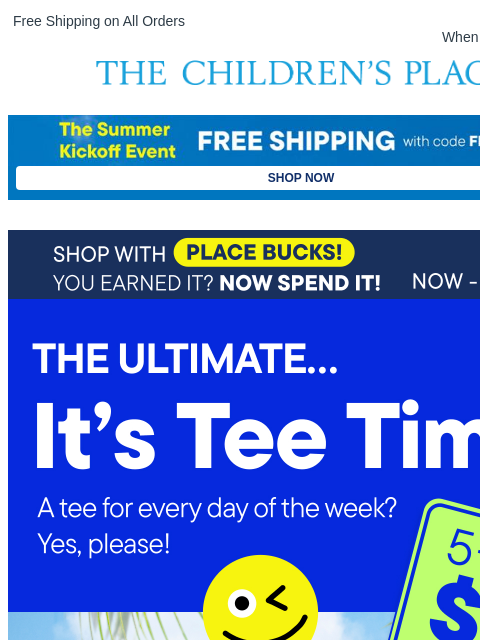 childrensplace newsletter: Tees Bringing All the Summer Vibes 🌞🌴