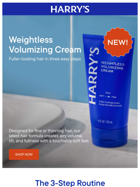 harrys newsletter: Three steps to fuller-looking hair