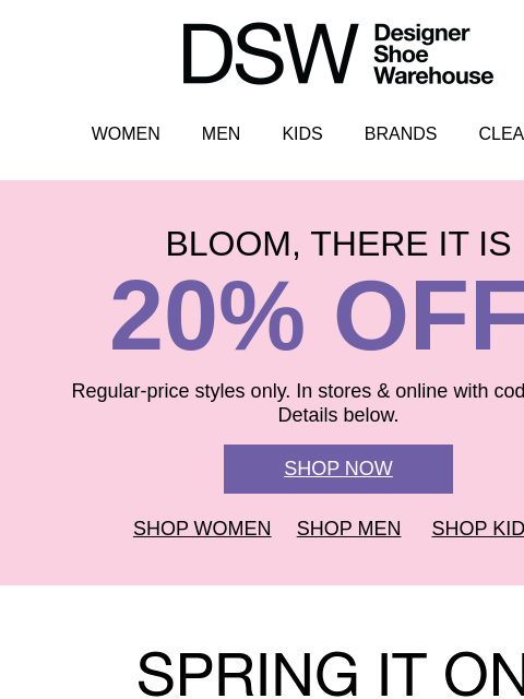 dsw newsletter: Last call: 20% OFF