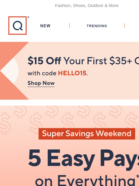qvcemail newsletter: Today! 5 Easy Pays & Super Savings