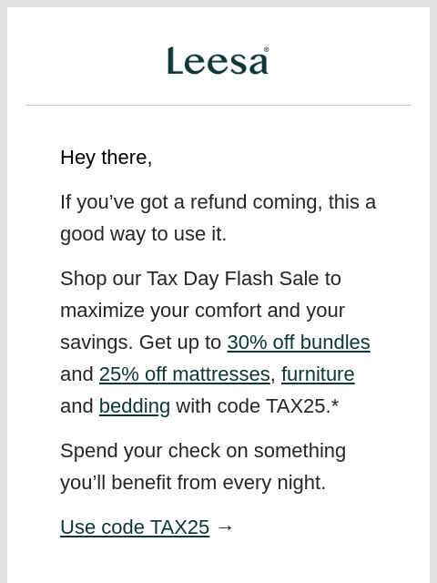 leesasleep newsletter: Put your refund to good use