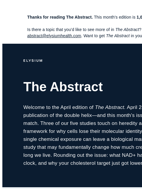 elysiumhealth newsletter: NAD+ keeps your heart's clock running