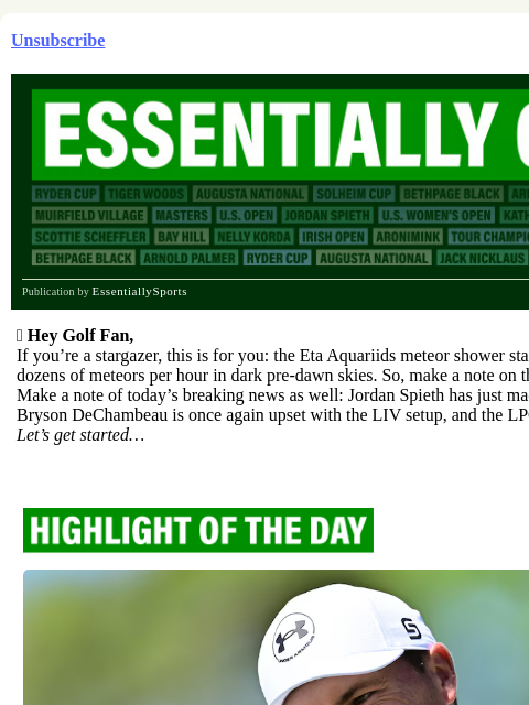 beehiiv newsletter: Spieth’s Wild Week Turns Wilder