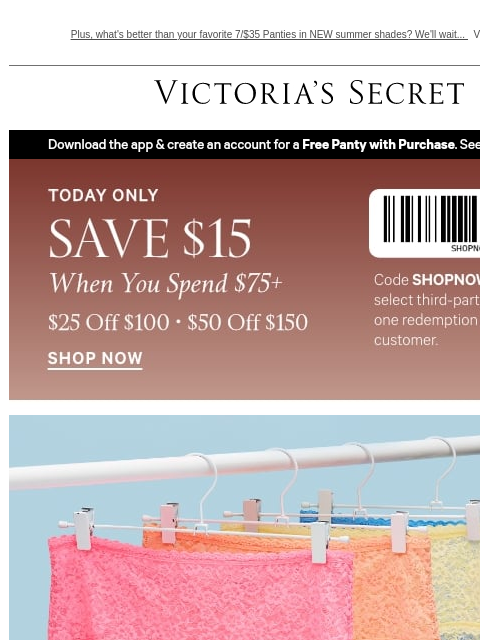 victoriassecret newsletter: Today Only: Spend More, Save More