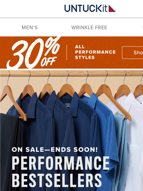untuckit newsletter: ⏳ 30% Off ALL Performance ⏳