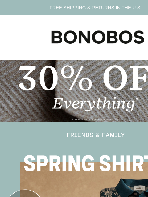 bonobos newsletter: Don't Miss It: Up to 70% Off Sale Shirts