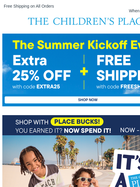 childrensplace newsletter: Last Chance to get Extra 25% off (use code EXTRA25...