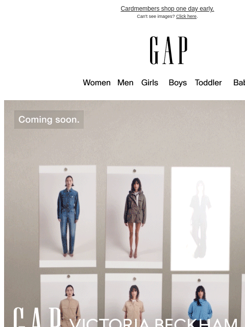 gap newsletter: Coming soon. Gap × Victoria Beckham.