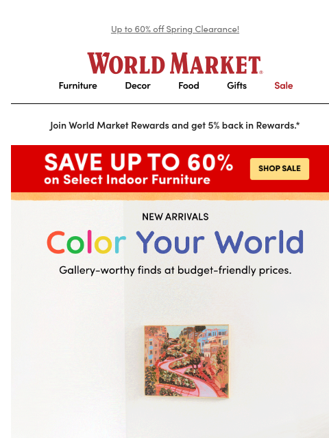 emailworldmarket newsletter:  Palette cleanse: New wall art INSIDE! 🎨🖼️