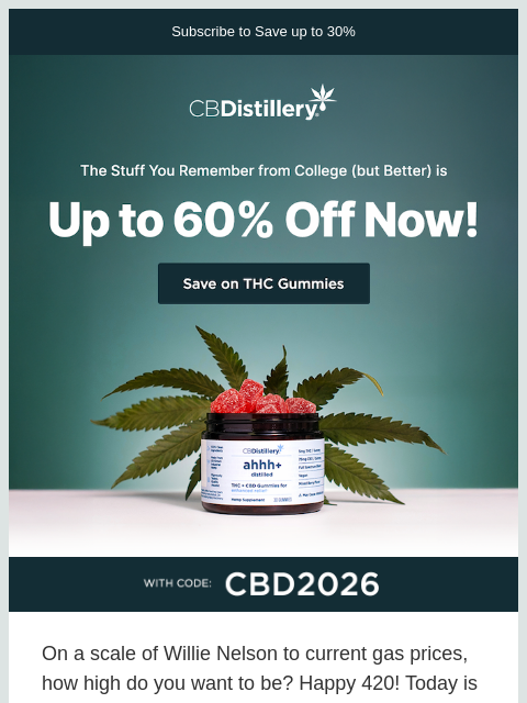 thecbdistillery newsletter: Celebrate 420 with up to 60% off!