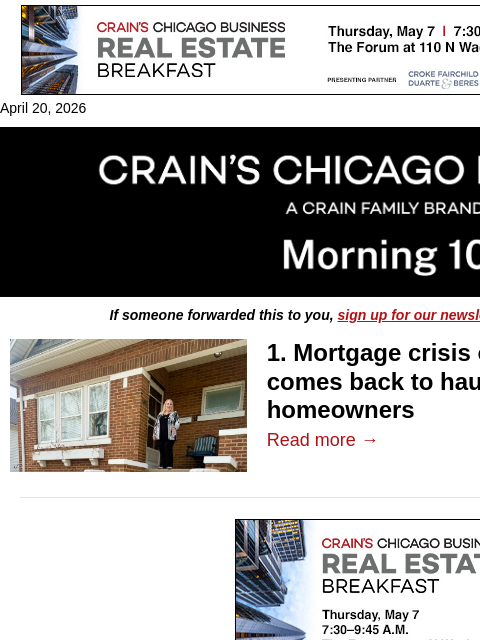 crainalerts newsletter: 'Zombie mortgages' come back to haunt homeowners