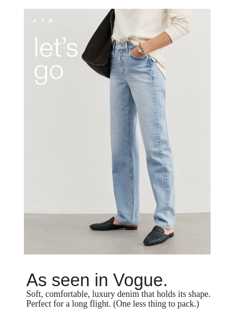 ayr newsletter: vogue’s chosen travel jean