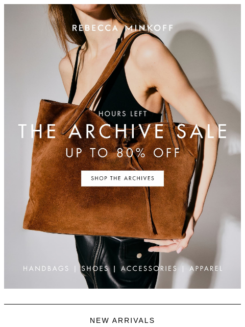 rebeccaminkoff newsletter: Ok, Cinderella: Archive Sale Ends at Midnight